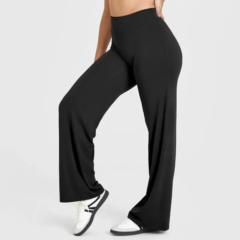 Calças de ioga da moda para mulheres verão calças finas de cintura alta e pernas retas ​ Desgaste solto da aptidão dos esportes do desgaste da ioga do emagrecimento