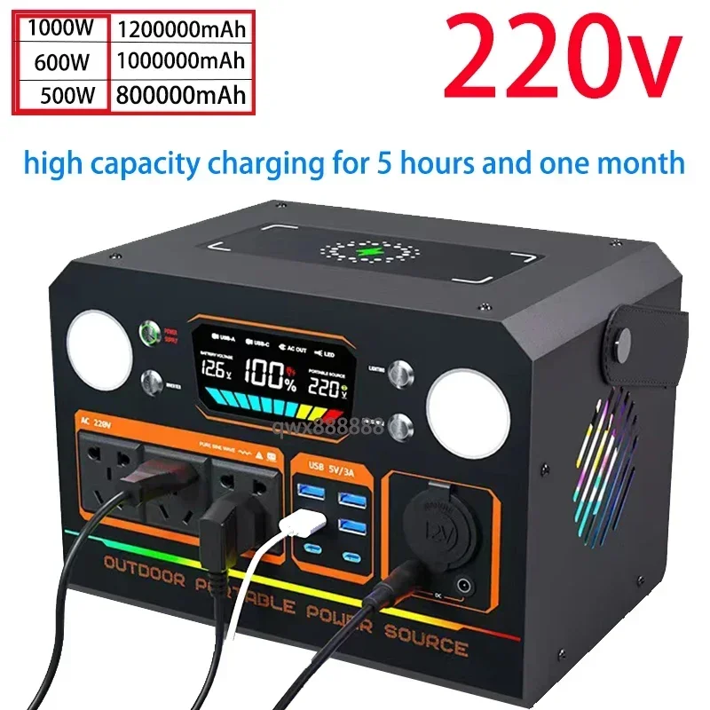 Imagem -02 - Fonte de Alimentação Móvel ao ar Livre 220v Grande Capacidade Portátil para Condução Doméstica Transmissão ao Vivo Camping Armazenamento de Energia de Emergência