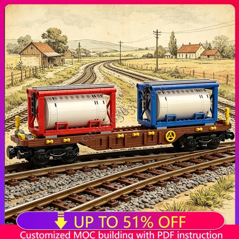 454PCS MOC Technic Truck Fladbed Container Wagon Modular DIY Build Block Creative Educational Gift for Adults Collection Model