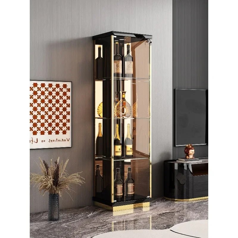 #Home Living room Double door wine cabinet Living room wall display Single door cabinet Glass door Household light luxury figure