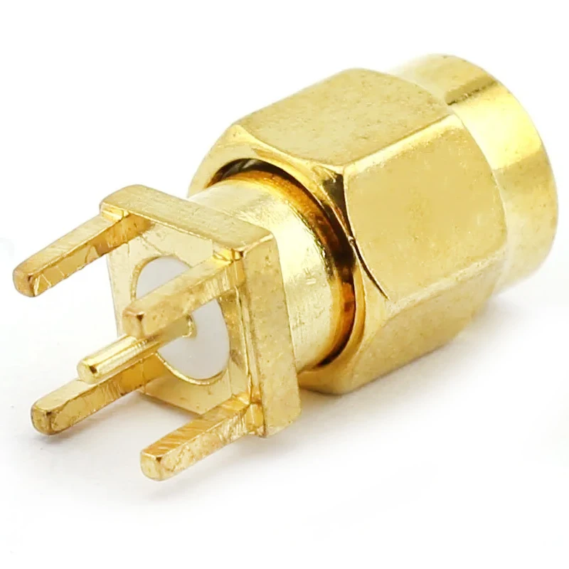 5 Stück Großhandel SMA-JE SMA-Steckeradapter Messing Gold 4-Pin Lötanschluss PCB Gerade 4mm Antennenhalterung – Detail 4