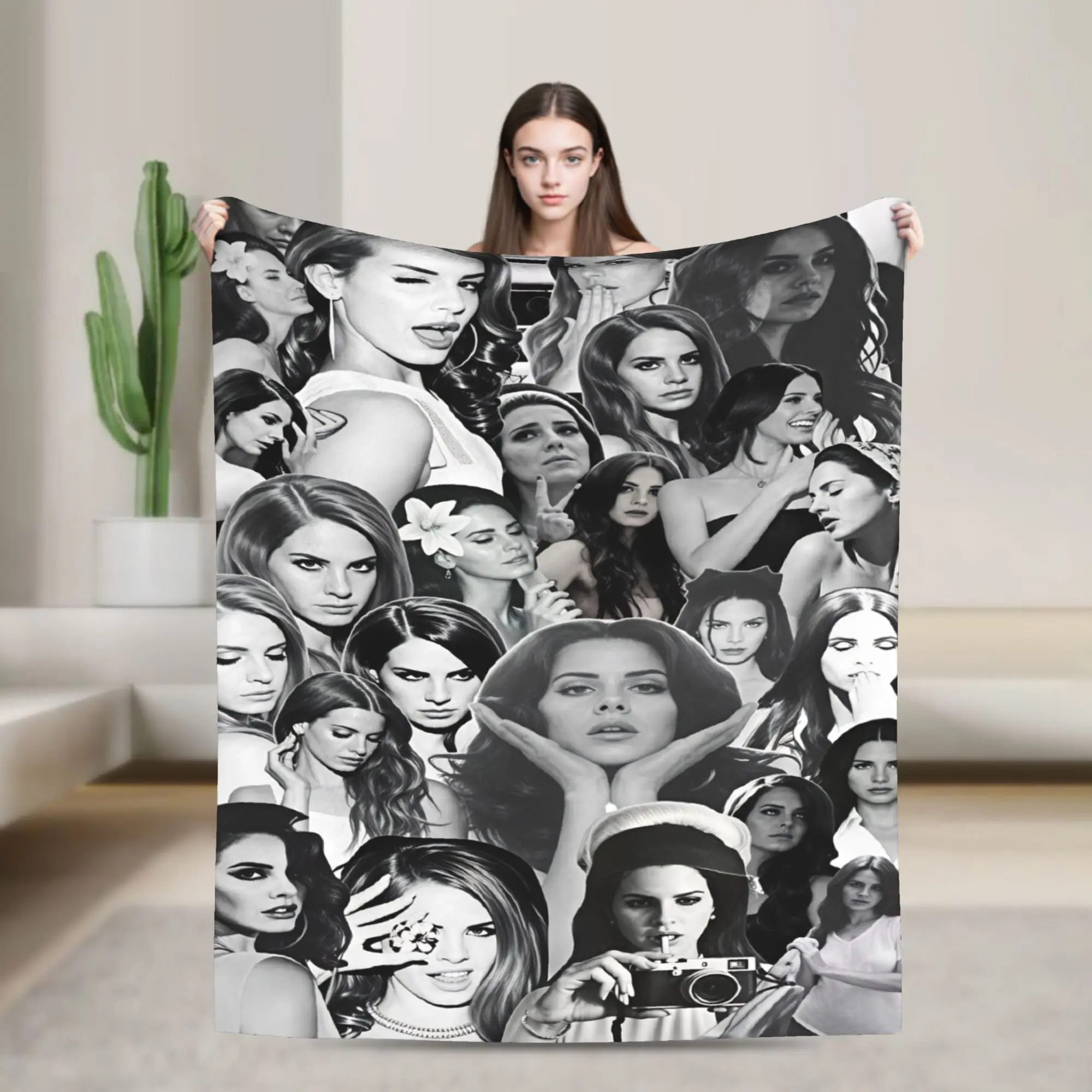 Hot Singer Lana Del Rey Plush Blankets Girls Boys  Flannel Throw Blanket For Couch Bed Warm Soft Custom Quality Bedspread Gift