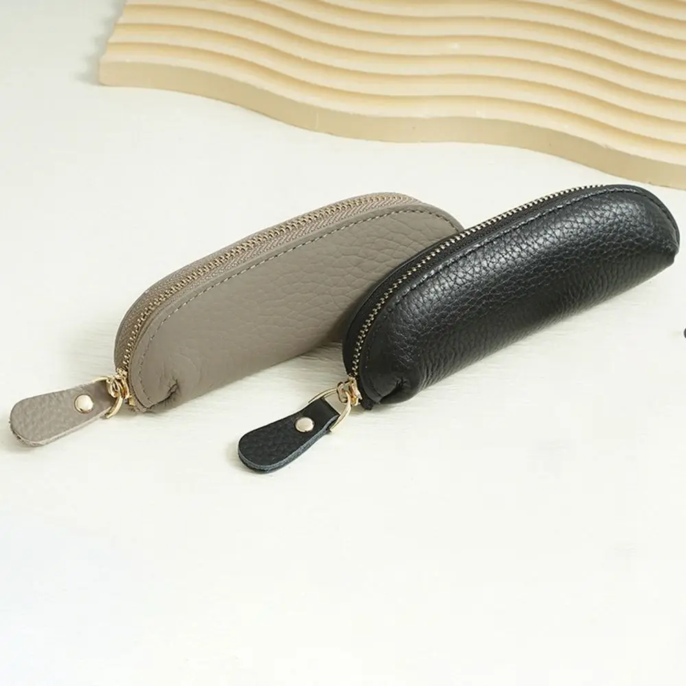 

Retro Women's Wallet Waterproof Portable Genuine Leather Coin Purse Durable Zipper Cowhide Pencil Bag Unisex