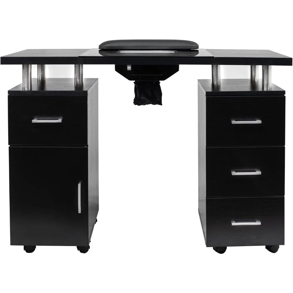 

Manicure Table Glass Glow Black II Salon Nail Table Salon Furniture & Equipment, Light Version