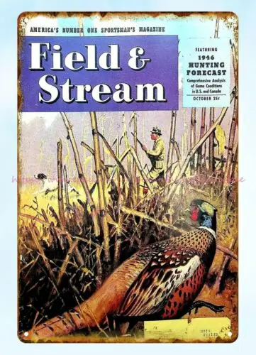 Field & Stream October 1946 Hunting Fishing Camping Sporting metal tin sign