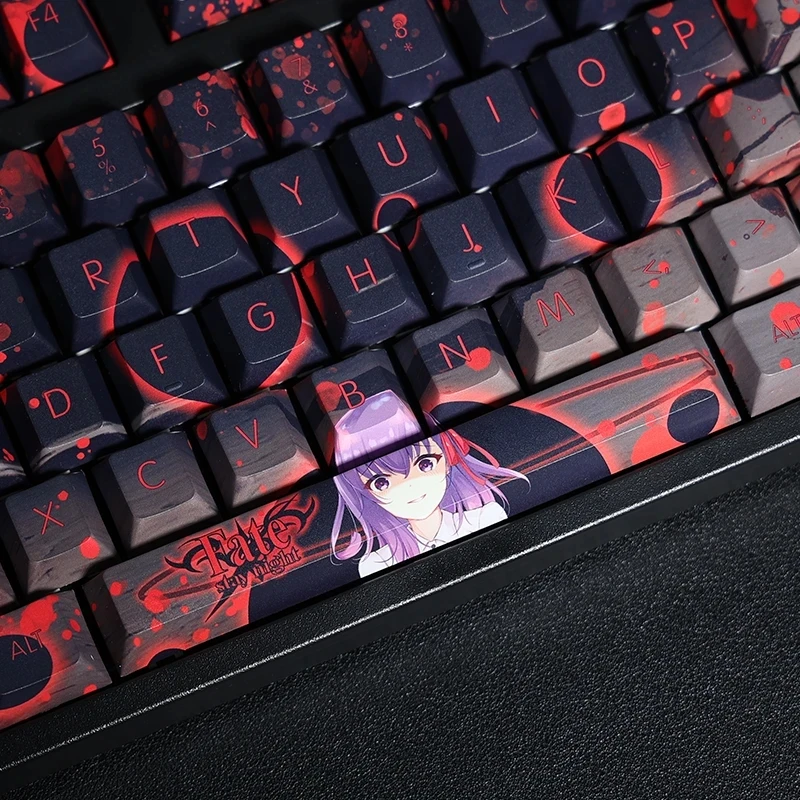 108คีย์ PBT 5ด้าน Dye Subbed Keycaps การ์ตูน Anime Gaming Key Caps เชอร์รี่โปรไฟล์ Keycap สำหรับ Fate/Stay night Matou Sakura