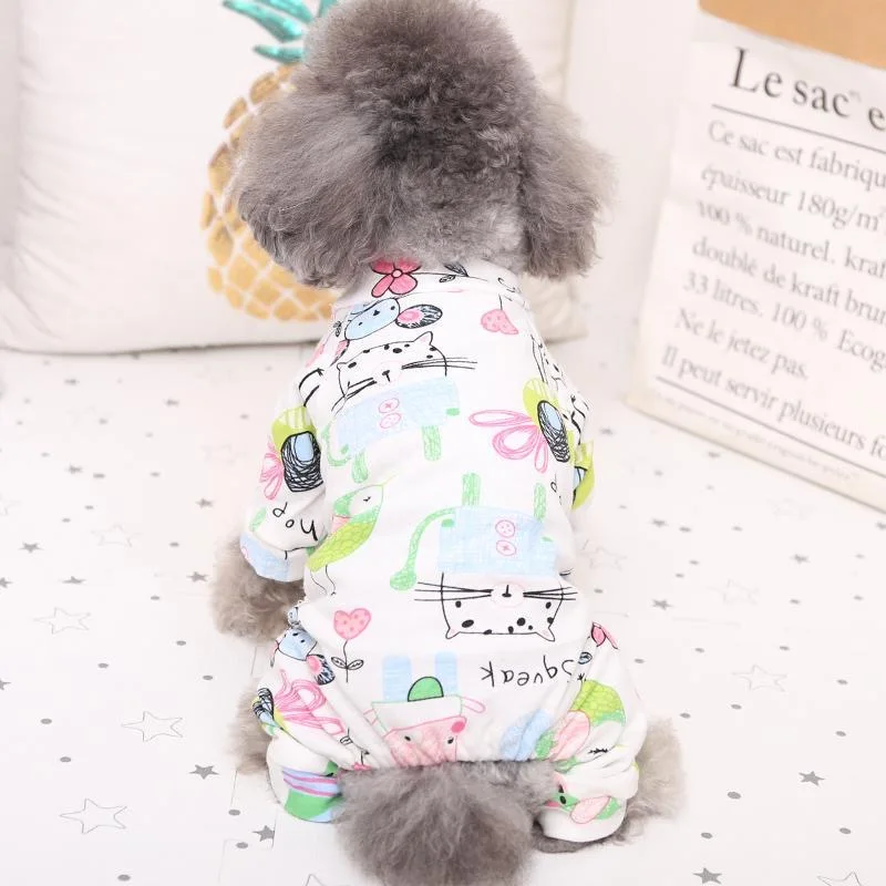 Zachte katoenen hondenpyjama's Jumpsuits voor kleine honden Franse Bulldog Chihuahua Ondershirt Leuke print Puppykleding Dierbenodigdheden