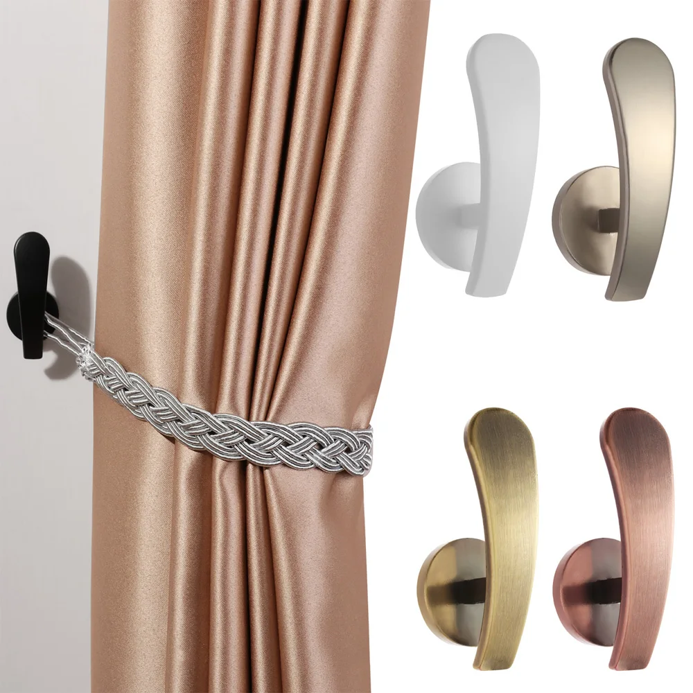 2PCS Wall Mounted Metal Curtain Hooks Window Curtain Holdback Hanging Tie Back Decorative Curtains Accessories