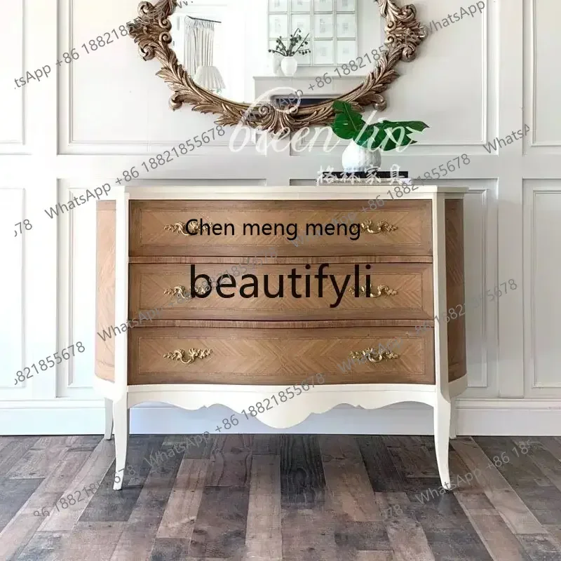 

French retro solid wood chest, American country living room decorative cabinet, storage, display cabinet6220