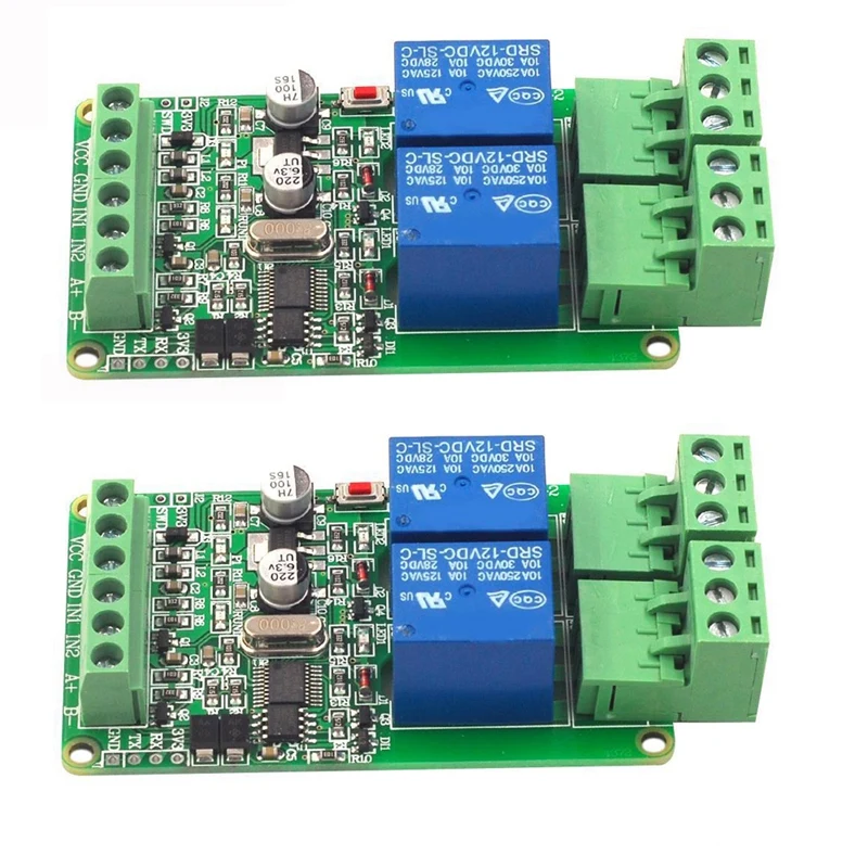 

2Pcs Modbus-Rtu 2 Channel 12V Relay Module Switch Input / Output RS485 / TTL Communication