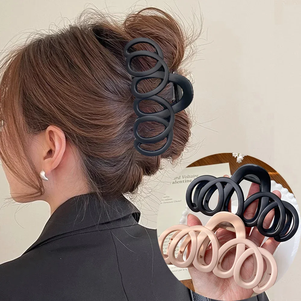 

Frosted Hollow Hair Claw Bow Hair Clip Crab Elegant Hairpin Women Barrette Solid Headband Simple Korean Fashion Hair Accessories