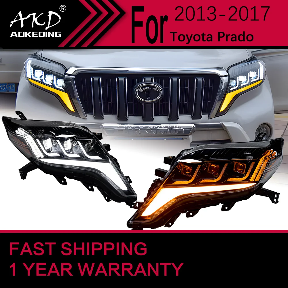

Автомобильные фары для Toyota Prado светодиодный, фары 2013-2017 LC150, передние фары, динамические аксессуары для автомобиля