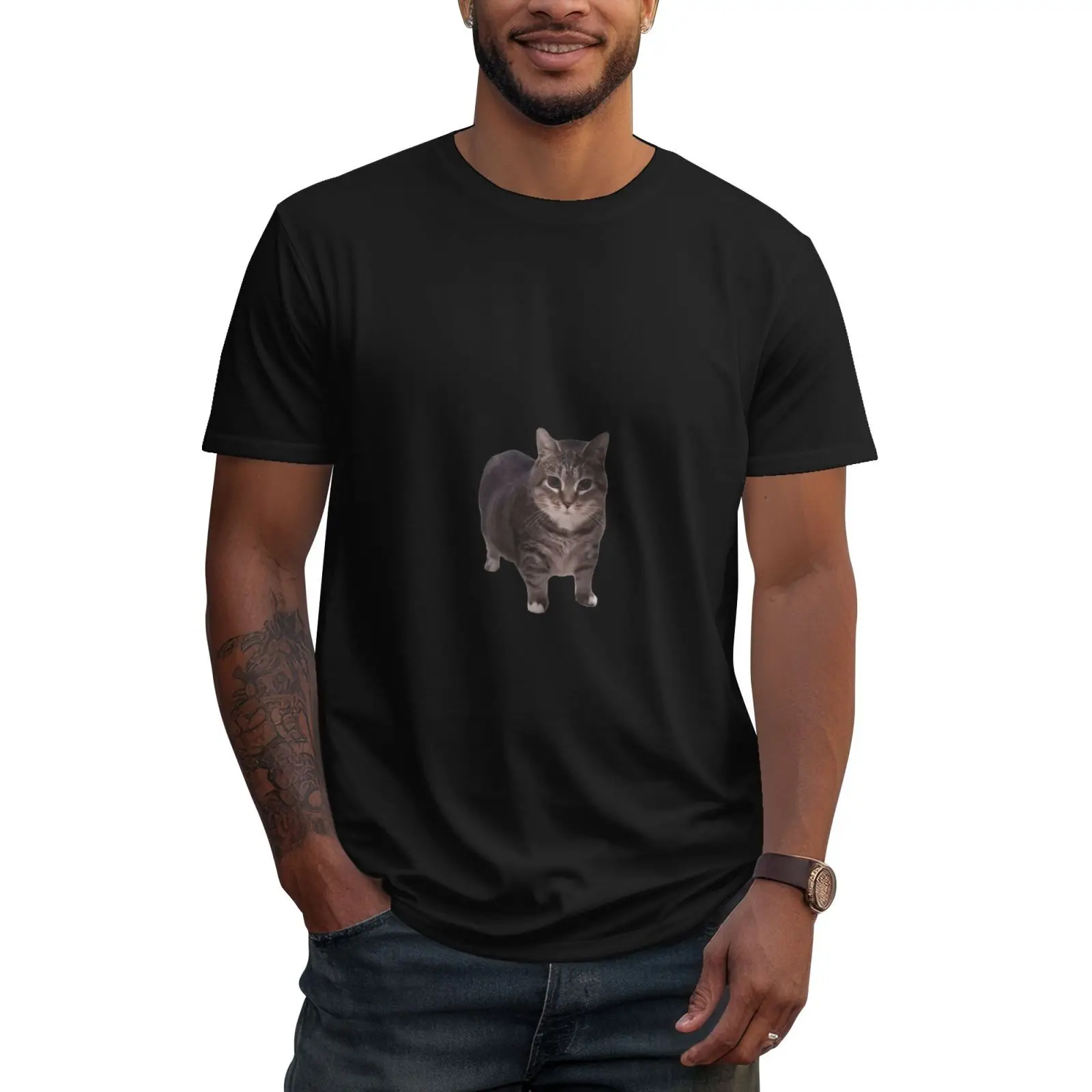 ميمي كات تي شيرت تي شيرت مع مطبوعات مضحك الصيف القطن عادية المتضخم الرجال الملابس الشارع الشهير