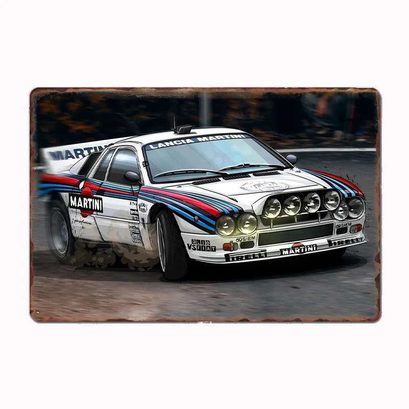 

Lancia 037 Group B Artwork Race Car Legendary Racer Retro Metal Sign Poster Garage Indoor Room Decor Club Tin Home Wall Decor