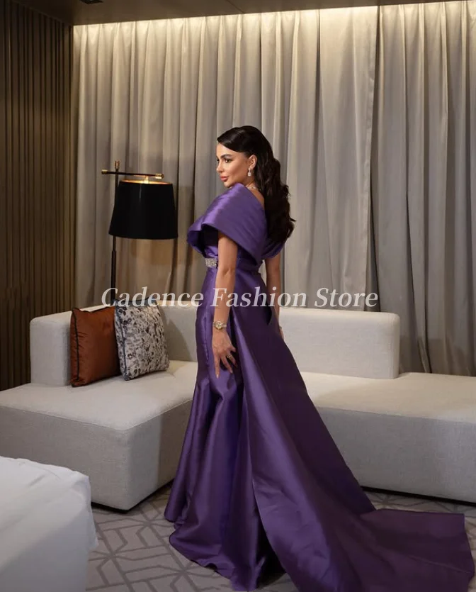 تخصيص فاخر الأرجواني لامعة مطرز دبي حورية البحر الكرة أثواب أنيقة طويلة الطابق طول فساتين السهرة العربية