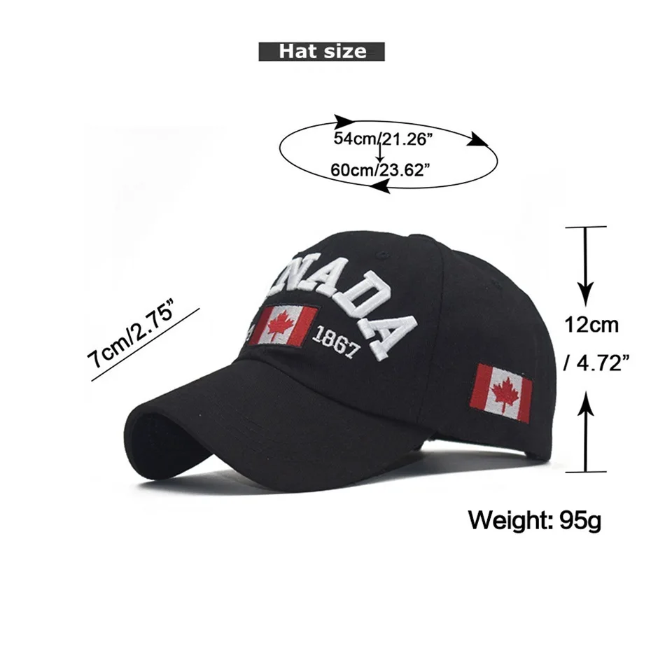 Canada Dad Unisex Cotton Baseball Cap Maple Leaf Flag Cap Embroidered Unisex Cap Outdoor Sun Hats for Adult