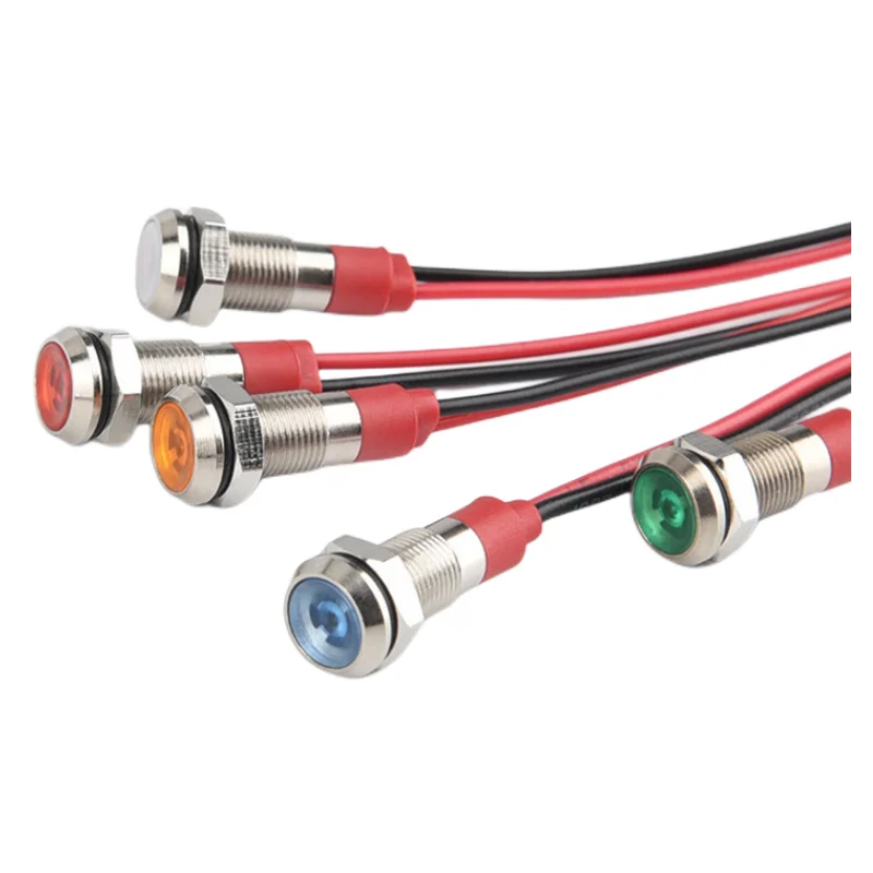 6mm 8mm 10mm 12mm LED Metal Pilot light waterproof indicator Signal lamp working with button switch