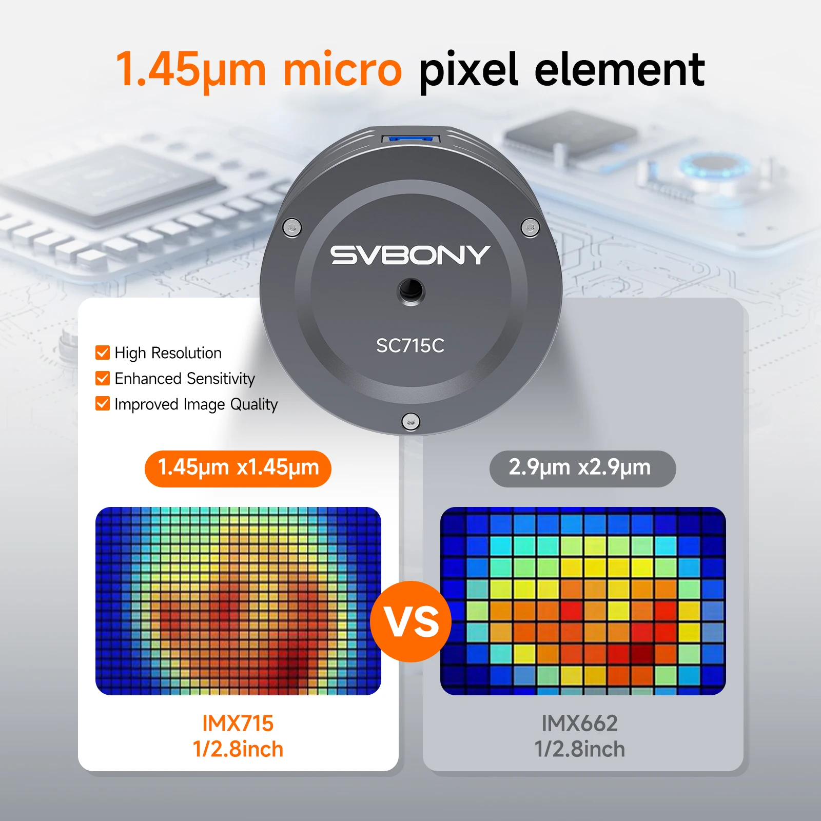 Svbony كاميرا كوكبية SC715C OSC ملونة CMOS IMX715 USB 3.0 عدسة إلكترونية لمراقبة الكواكب مع فلتر #5
