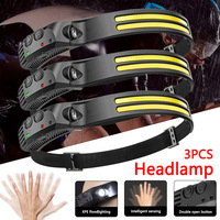 USB Rechargeable LED Sensor Headlamp COB Headlight Head Torch Work Light Waterproof Headlamp For Outdoor Fishing Camping Lantern