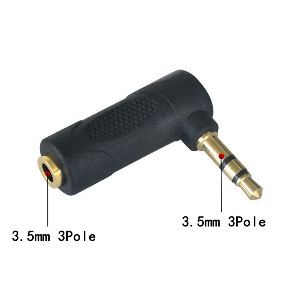 Złote złącze 3.5 jack 3-biegunowy kąt prosty żeński do 3.5mm 4-biegunowy męski wtyk Audio Stereo L kształt konwerter słuchawek 90 stopni