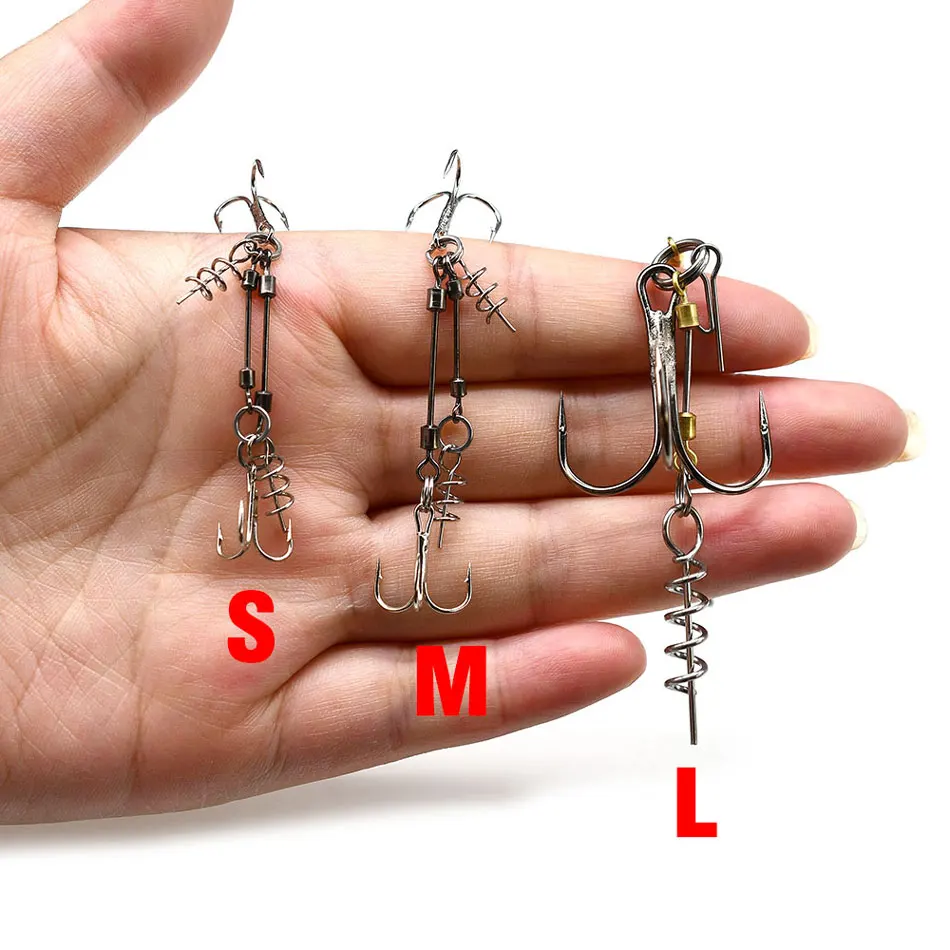 MNFT Pike Stinger Rig Drillinge S M L Multi-Depth Screw Angelhaken mit Sinker Weight Pin Connector Set für Swimbait – Detail 2