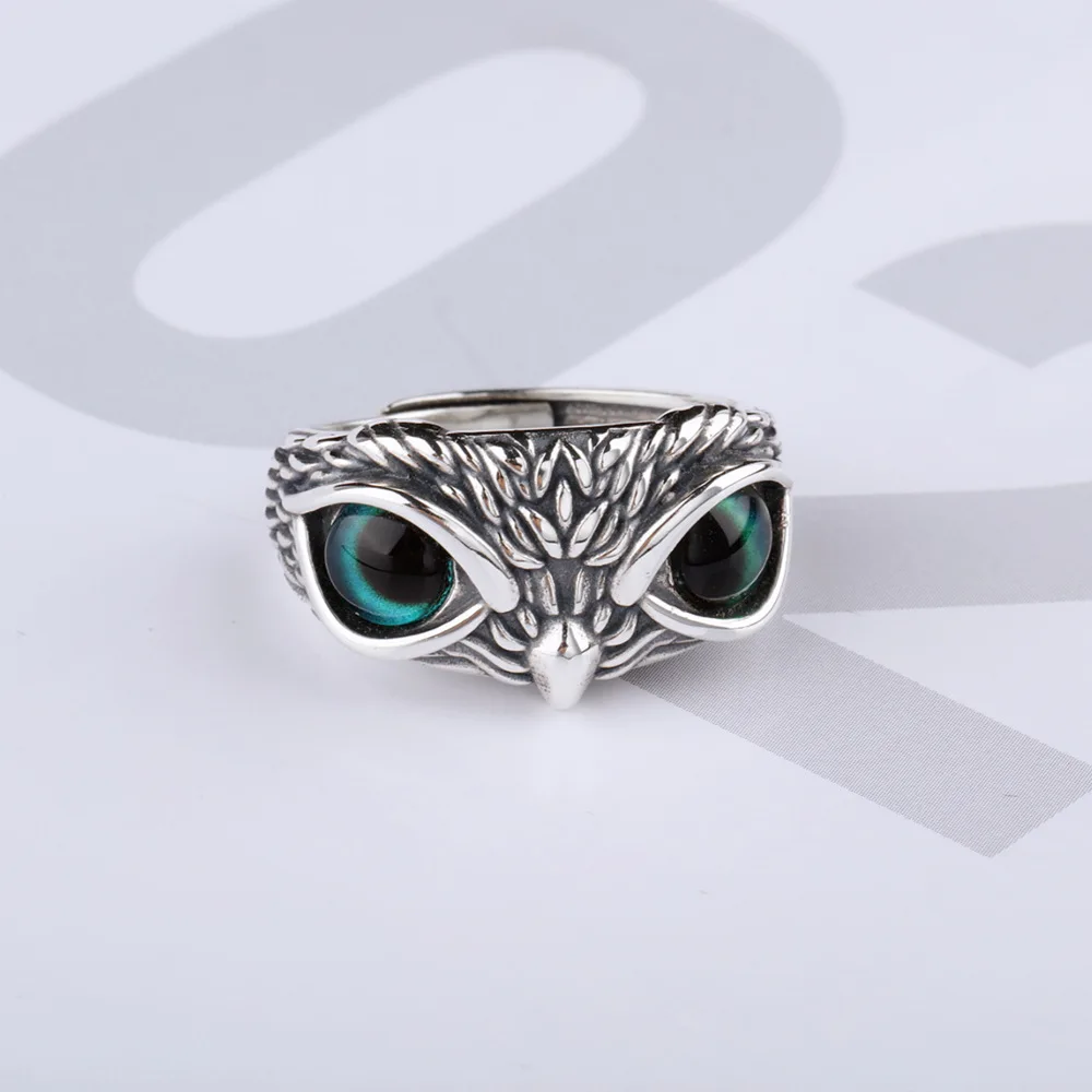 

S925 Sterling Silver Owl Rings For Men and Women Vintage Personality Fashion Jewelry Original Disign Animal Ring