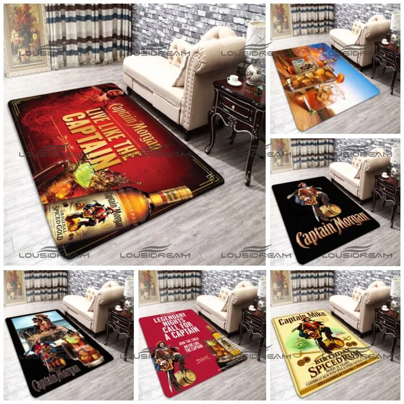 Classic Rum Pattern Upholstery Carpet Square Flannel Captain Morgan Rugs Bar Upholstery Mats Modern Home Living Room Floor Mats