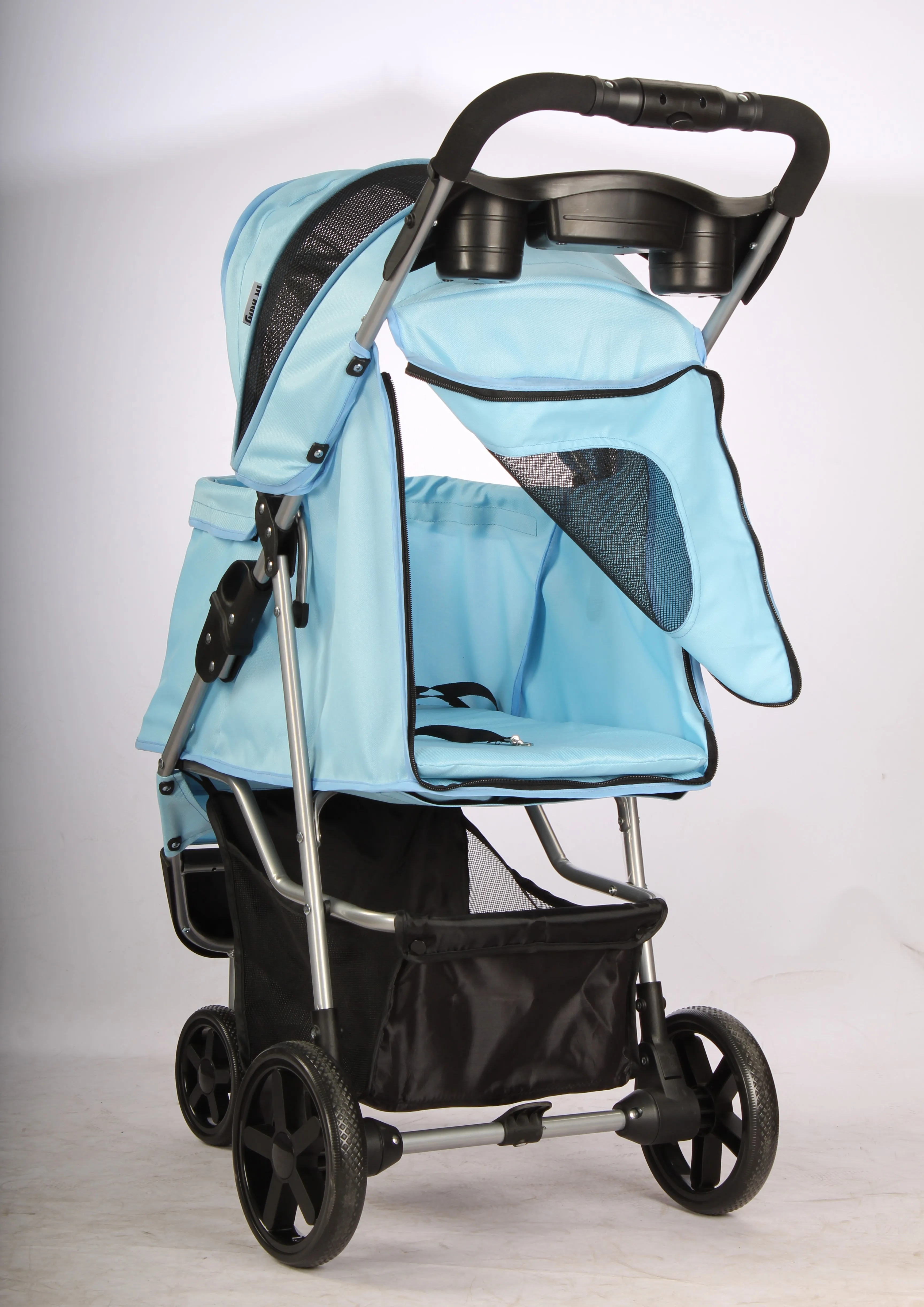 High Quality Folding Luxury Pet Stroller With 3 Wheels Outdoor Walking Travel Easy Foldable Trolley For Cats Dogs