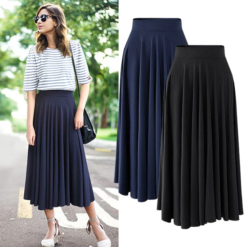 Modal loose large size bustier skirt mid-length large swing skirt high waist pleated umbrella skirt