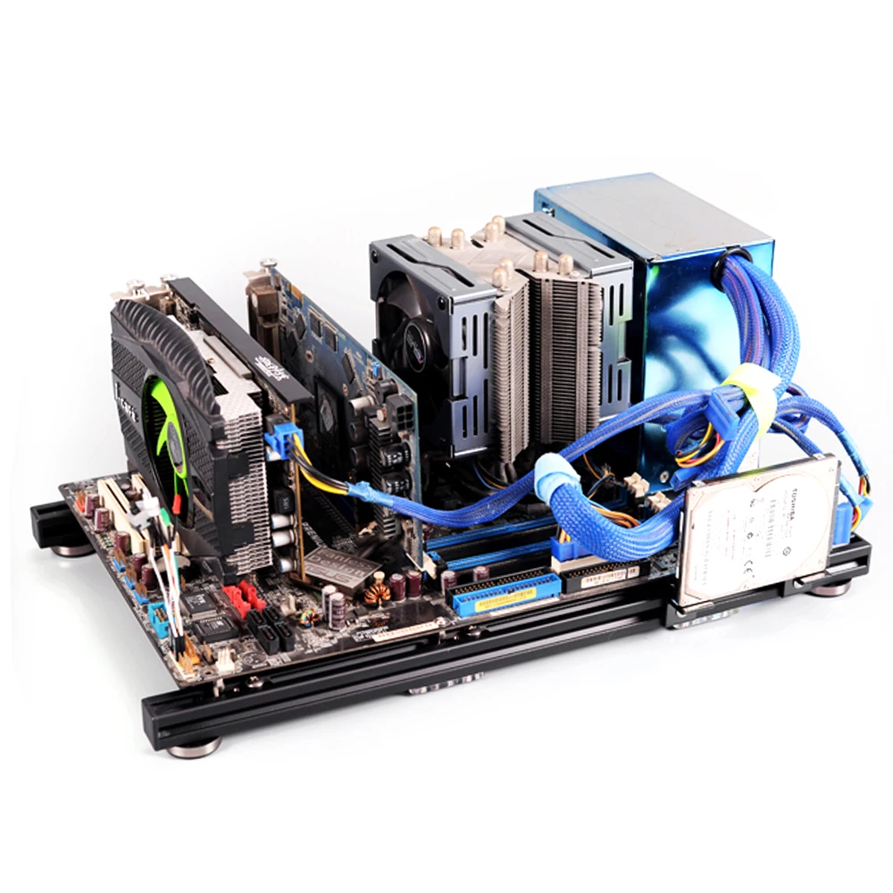 Banco De Teste De Quadro Aberto De PC ATX, caixa De Alumínio, placa gráfica De Suporte