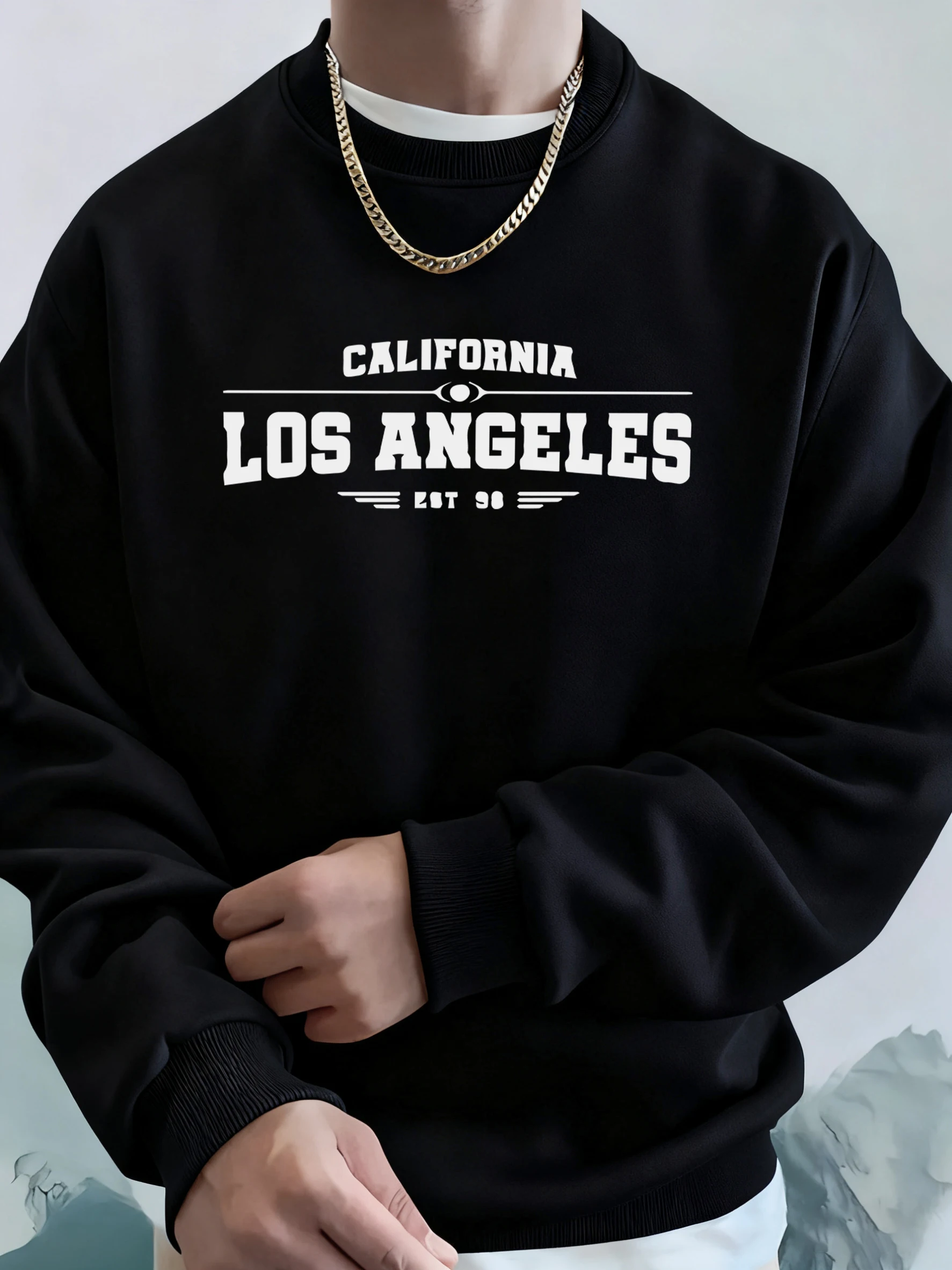 كاليفورنيا لوس أنجلوس نمط الرسالة الفنية رجل الخريف عارضة هوديي الأزياء الدافئة بلوزات الرياضة طويلة الأكمام الشارع الشهير #2