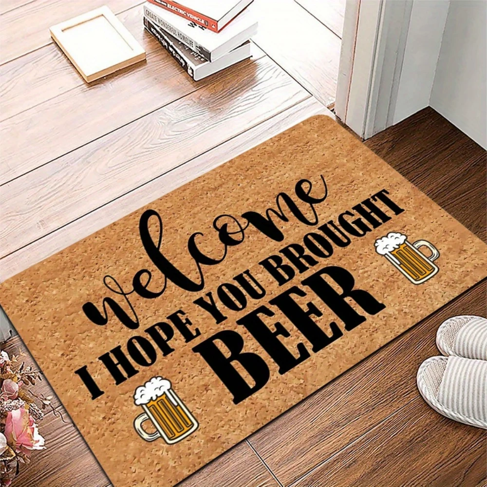 Fun Beer Mug Graphic Slogan Print Doormat Floor Rug Front Entry Man Cave Bar Corner Patio Side Living Room Passage Non‑Slip mat