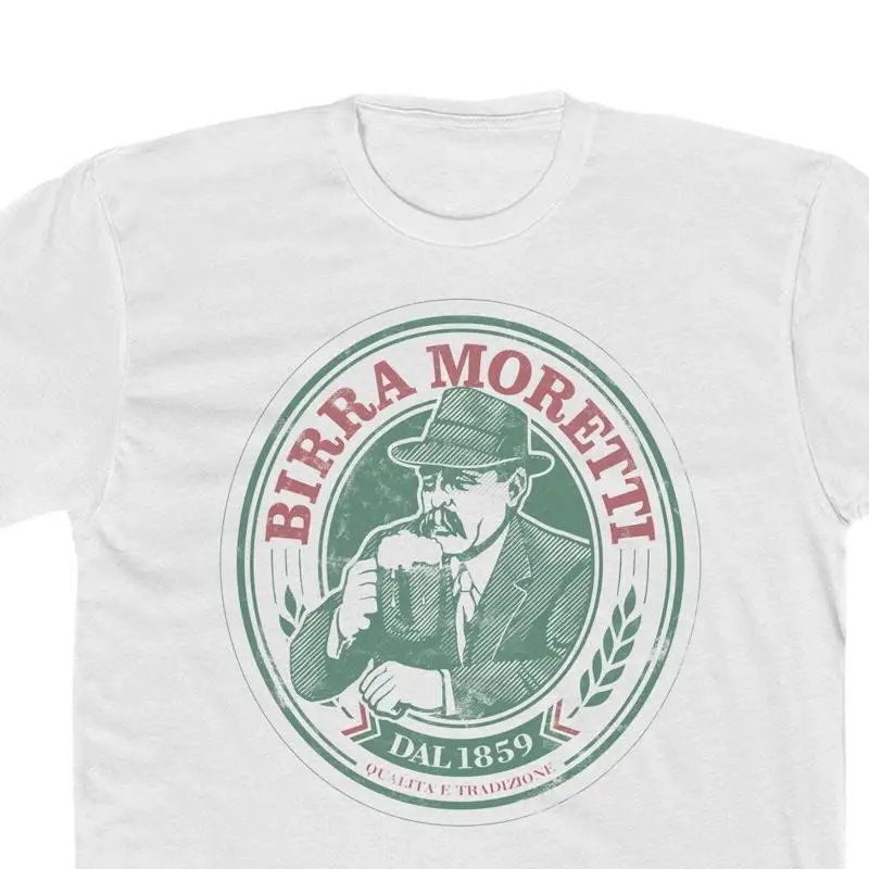 Camiseta de cerveja italiana estilo vintage clássico Birra Moretti