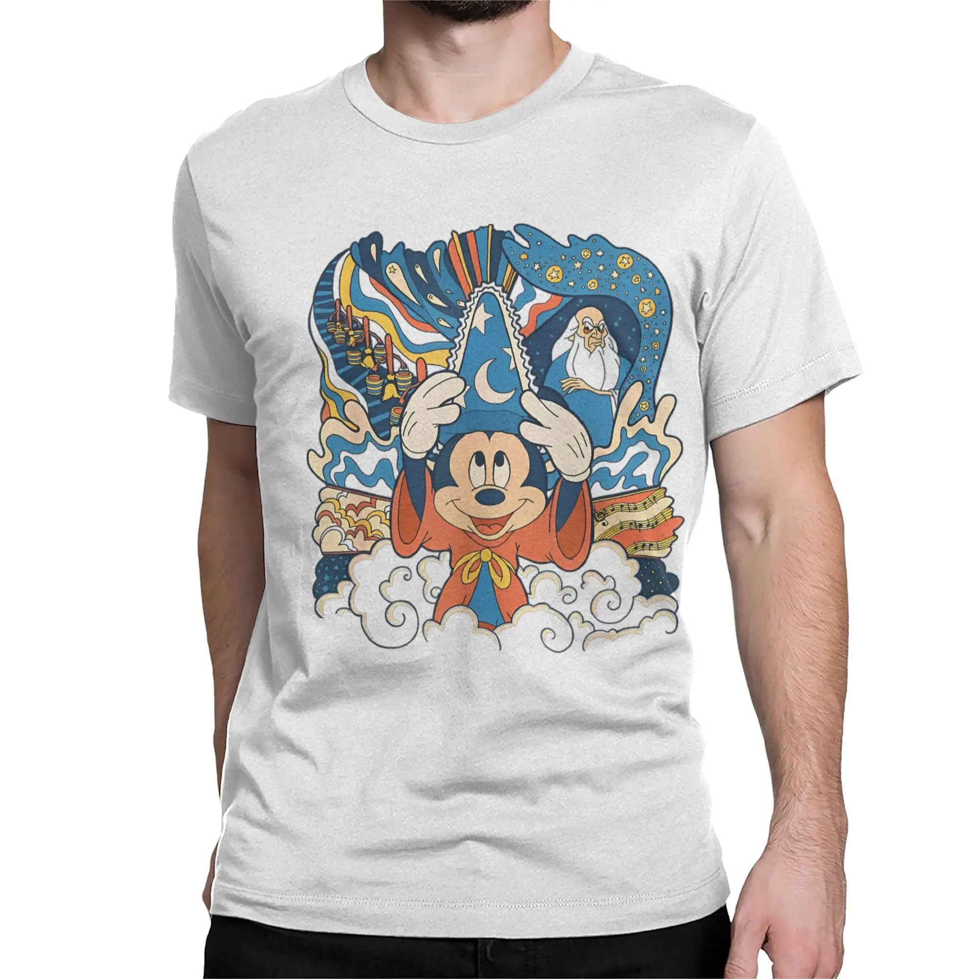 Mickey Mouse Cartoon Merch Men Women T Shirts Pure Cotton Tee Printed  T-shirt Clothing