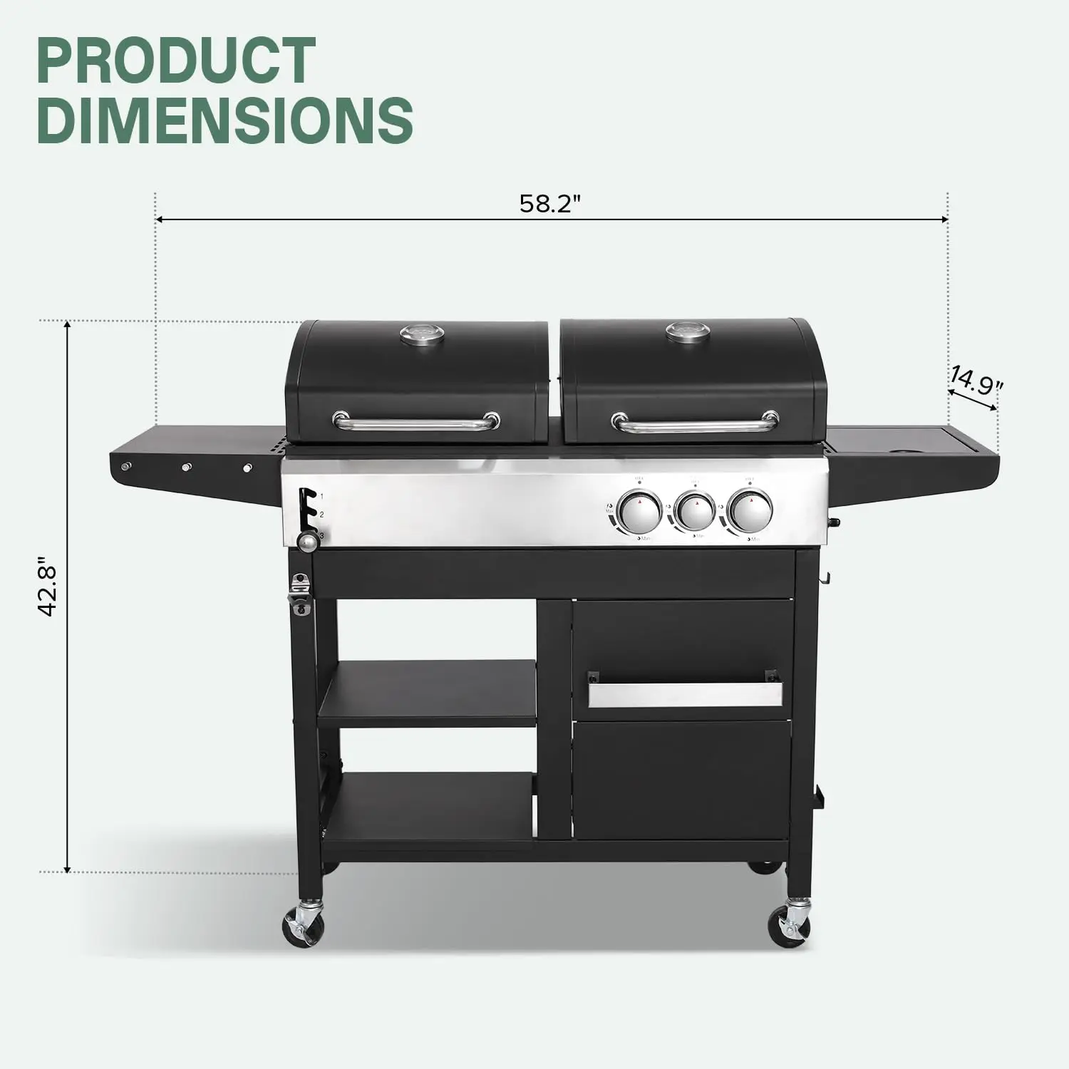 Labolata 2-Burner Propane Gas & Charcoal Grill Combo with Side Burner, Customized