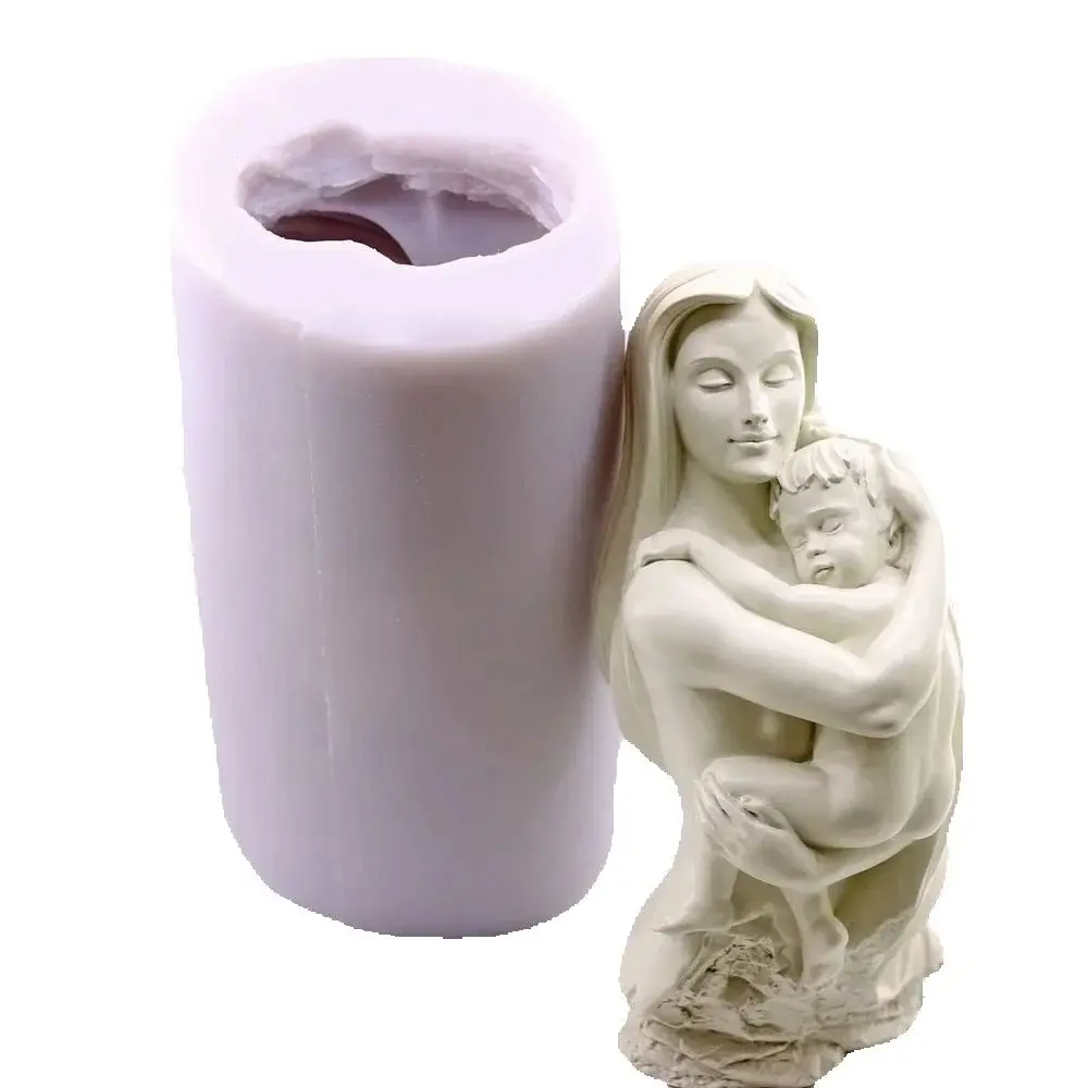 3D Silicone Mould for Mother & Baby Reusable Candle Resin DIY Polymer Clay Wax Home Decor Craft Tool Mother Son Design