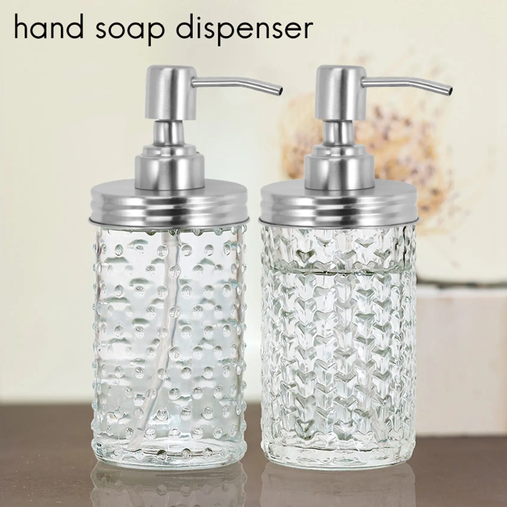 Confezione da 2 Coperchi per dispenser di sapone in barattolo Kit Dispenser di lozione in acciaio inossidabile Pompa per dispenser di sapone Coperchi per dispenser di sapone Antiruggine Bagno CALDO