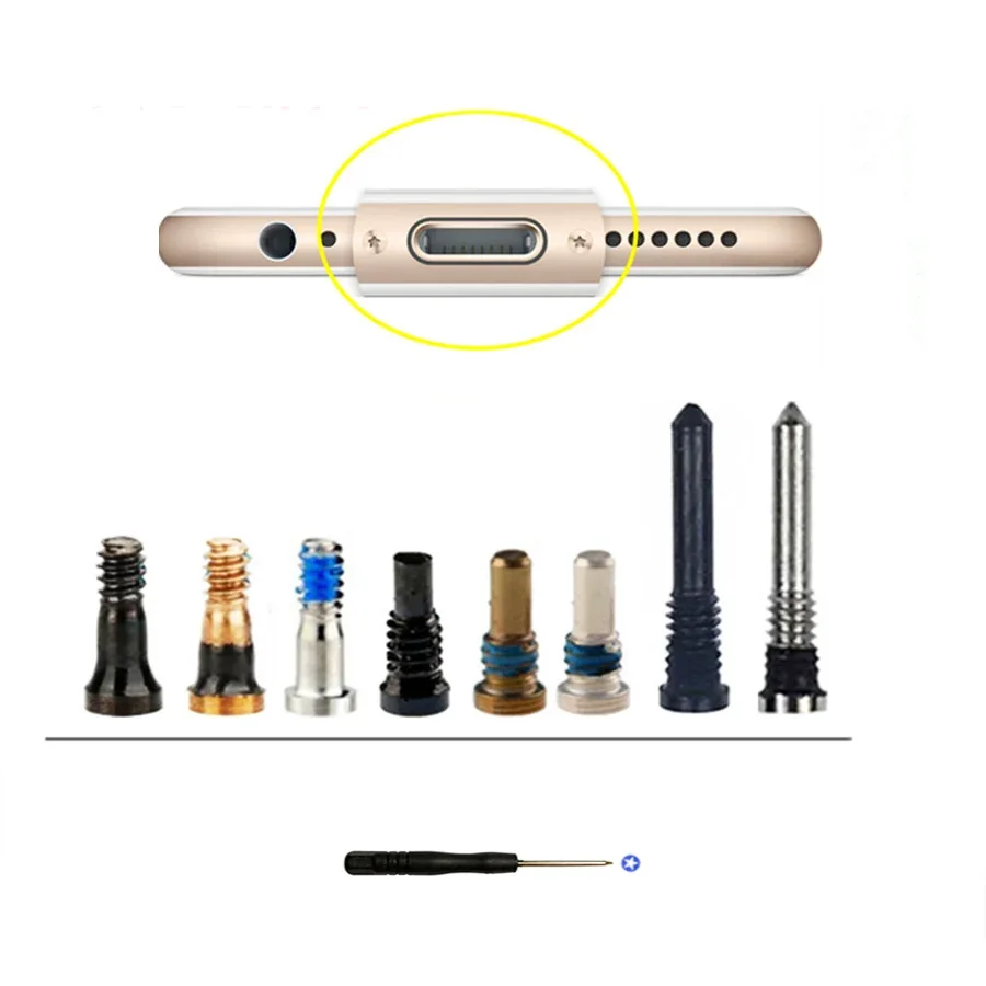 2Pcs Untere Schrauben Für iPhone 5 5S SE 6 6S 7 8 Plus X XR 11 12 13 Pro Max USB Dock Connector Fünf Sterne Pentalobe Schrauben + Werkzeuge