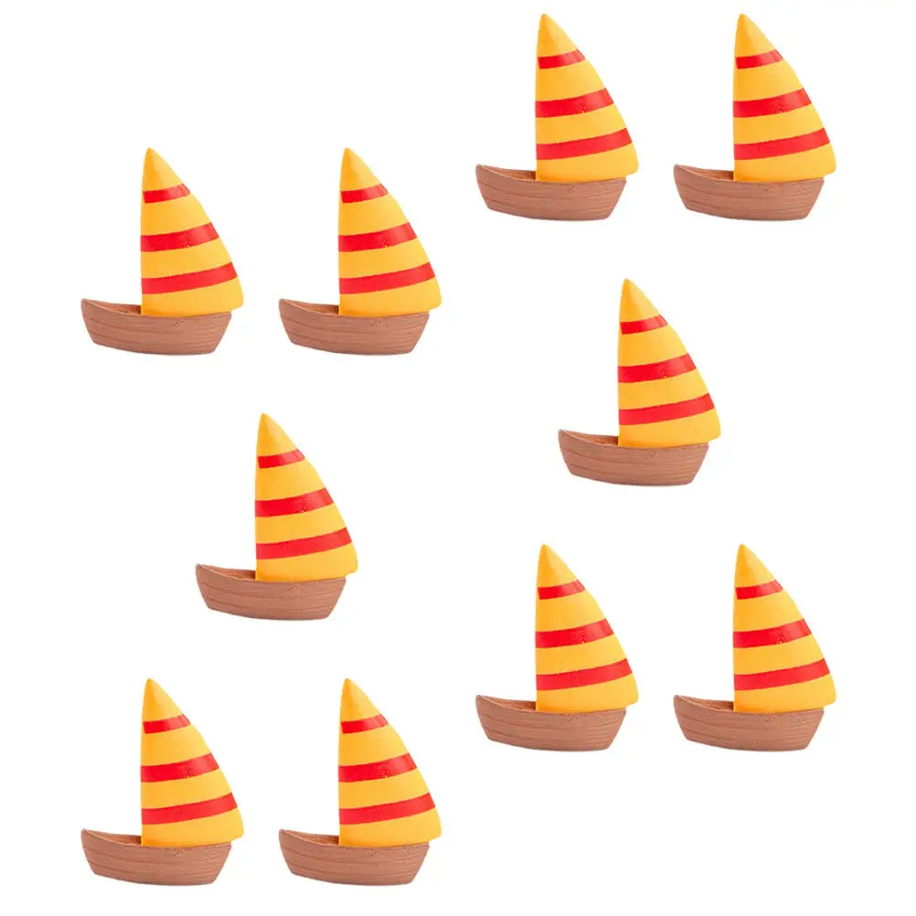 

10Pcs Miniature Sailboat Decor PVC Garden Bonsai Pond Easter Desktop Landscaping Micro Scene Realistic Vivid Chic Tabletop