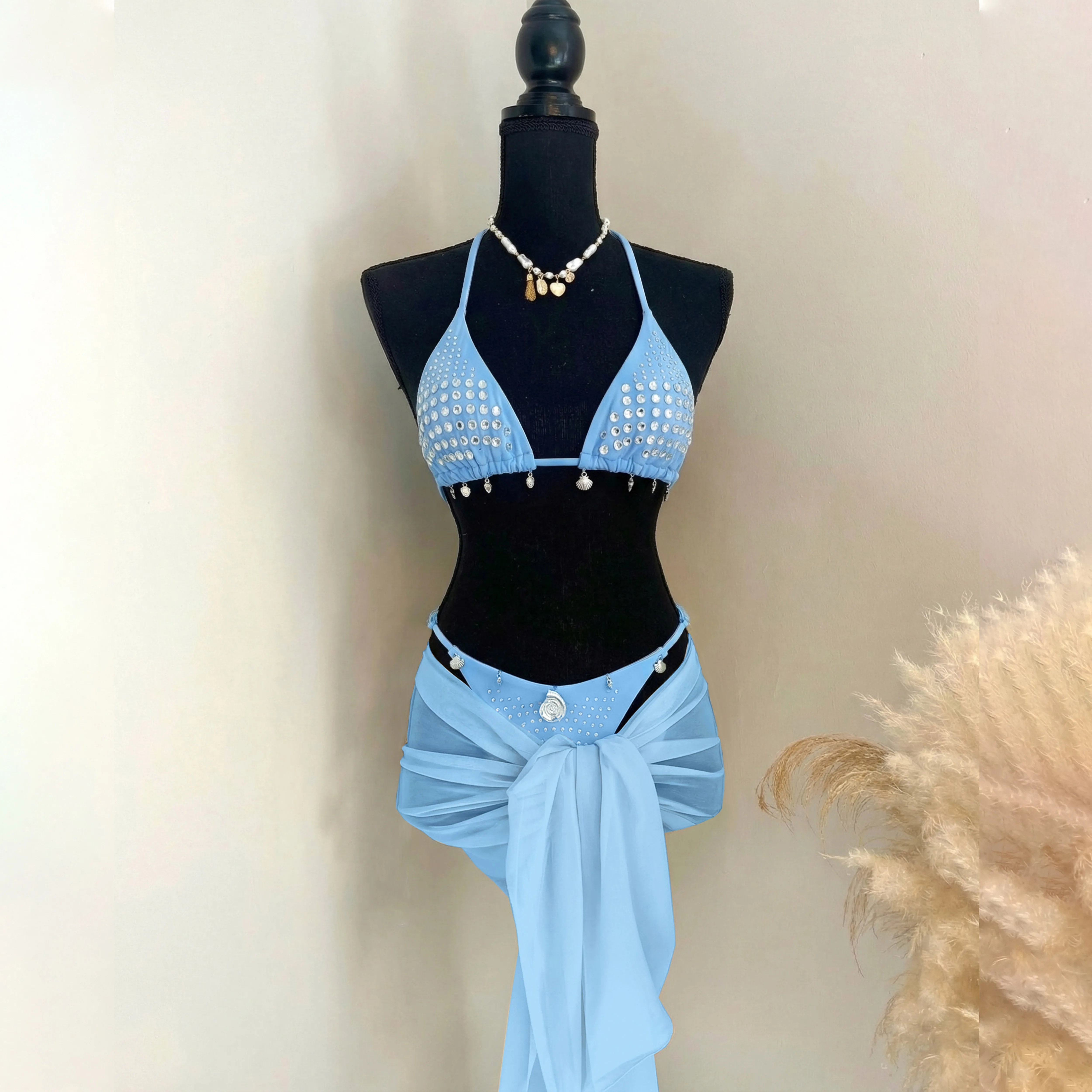 3 Pcs Shell Swimsuit Bikini with Skirt Swimwear Swimsuit Women Separates Push Up Swimwear Swimsuit Bathing Suit