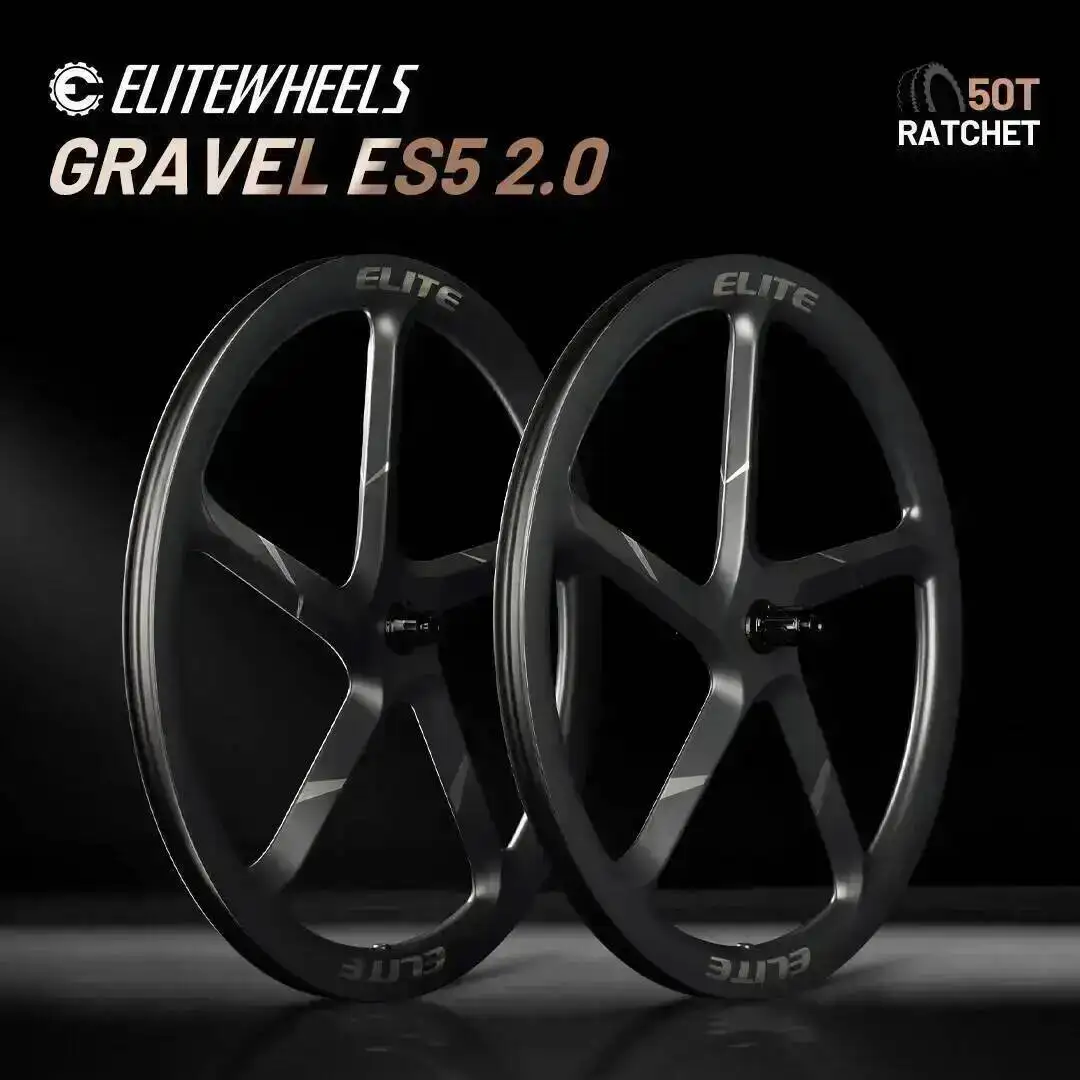 

ELITEWHEELS GRAVEL ES5 2.0 Carbon Spoke Wheelset 50T Ratchet Hub 26mm Inner Width Tubeless Trail Cross Country Aerodynamic