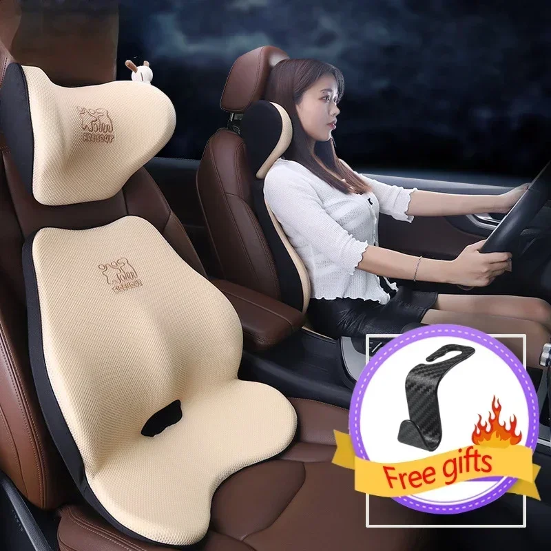 

Quality Car Headrest Neck Support Seat Breathable Guard Lumbar Pillow Auto Memory Cotton Protector Cushion Car Neck Pillow