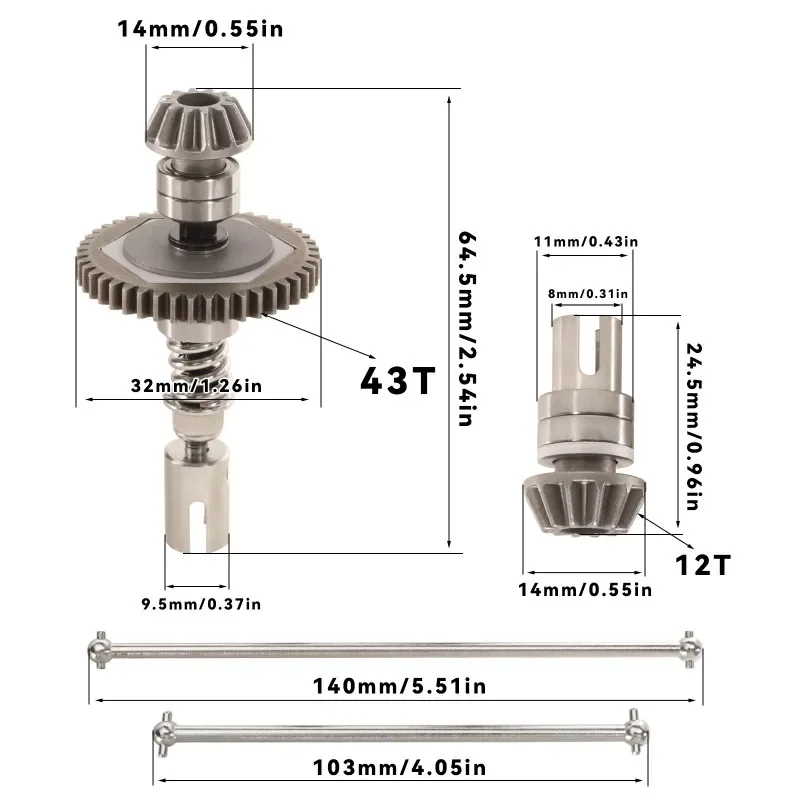 ForWltoys 144001 144002 144010 124007 124017  Sliper Clutch Central Drive Shaft Adjustable Motor Mount Metal Steel Upgrade Parts