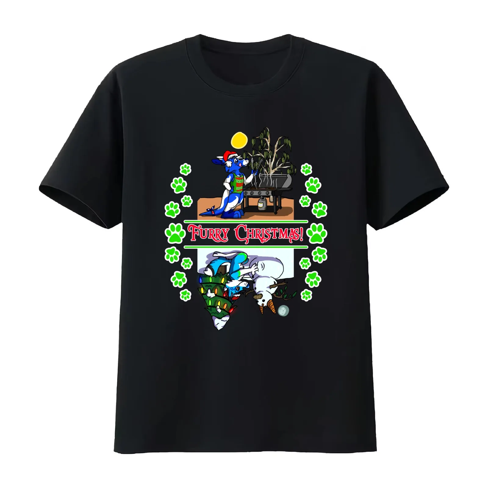 Furry Christmas w Pocari & Stormi! T-Shirt Summer Casual Cotton Tee Oversized Streetwear Tops Vintage Graphic Print