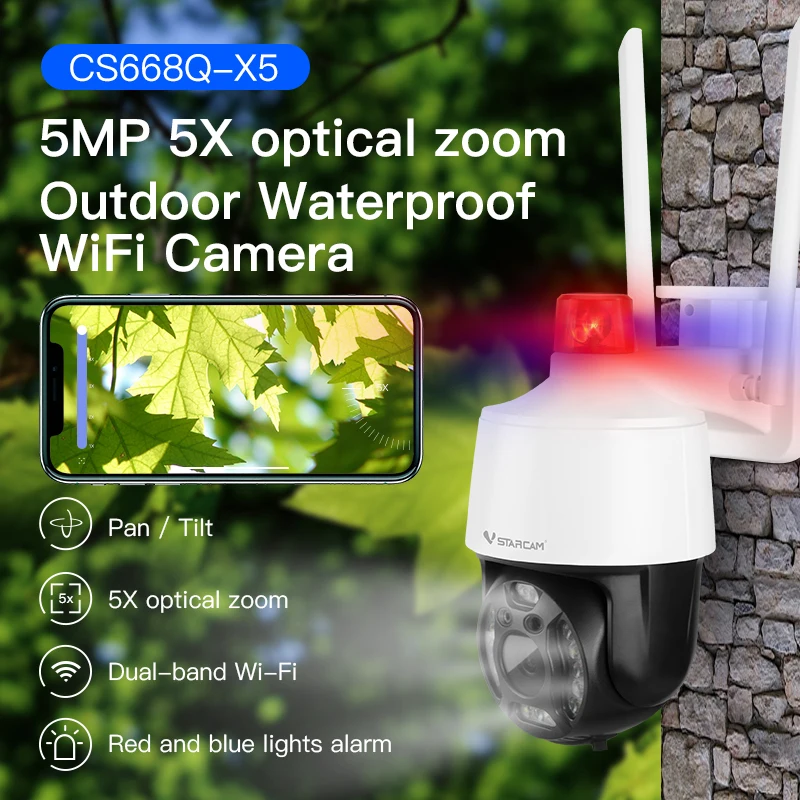 Vstarcam New Outdoor Security Protection Wireless 5MP 2.7KHD 5X IP Camera Waterproof IR Color Night Two Way Smart Home Phone App