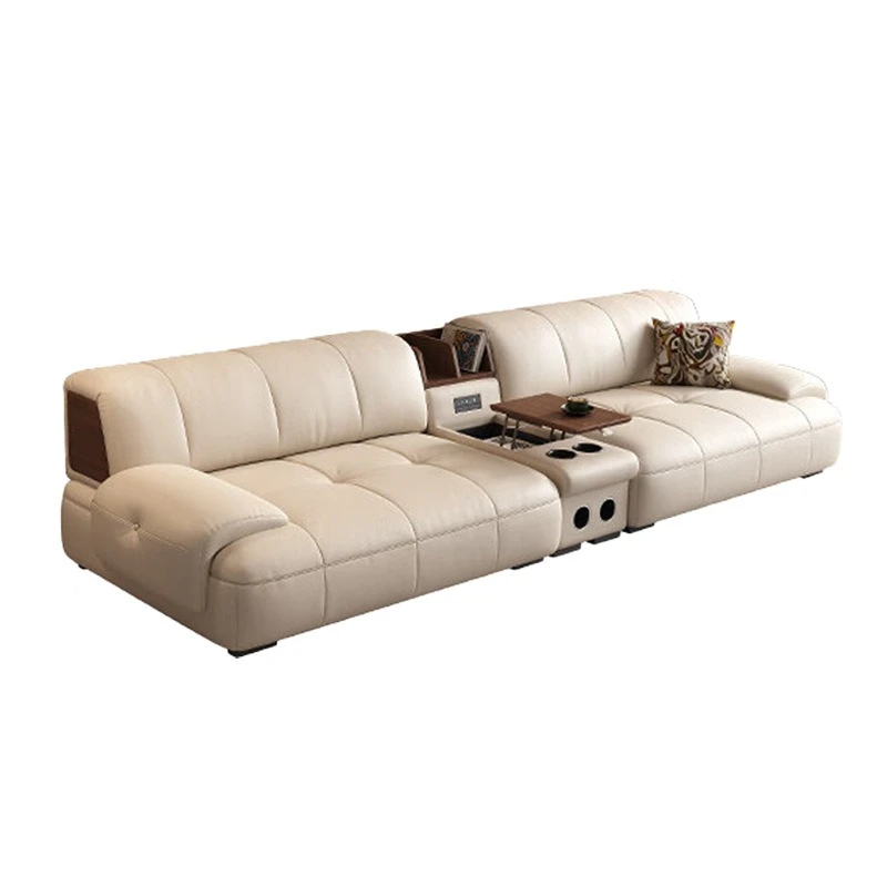 

Multifunctional bluetooth edge few leather sofa first layer cowhide