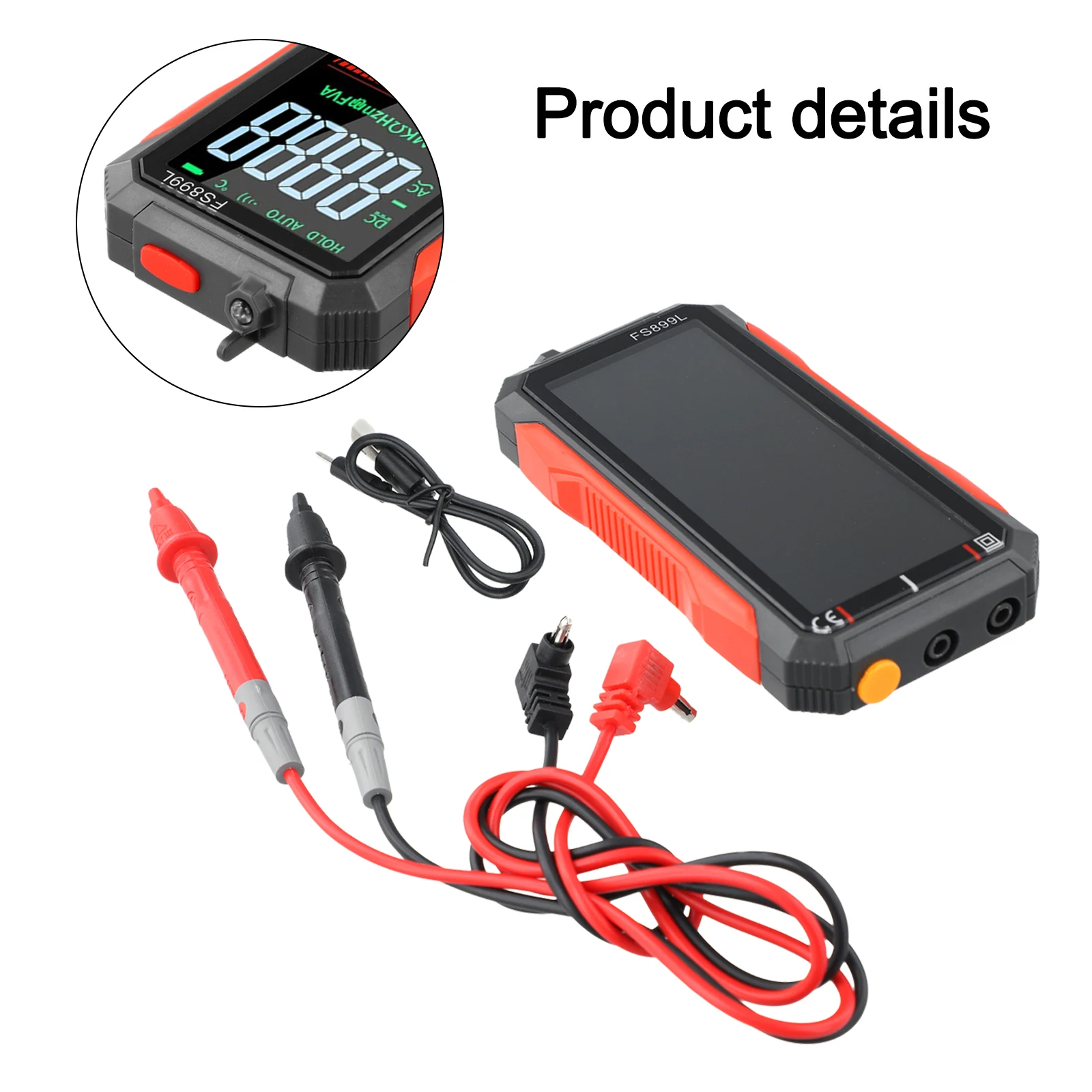 FS899L Smart Digital Multimeter 6000 Counts USB Rechargeable Large Color Screen NCV Live Wire Detector For Auto Range Tester
