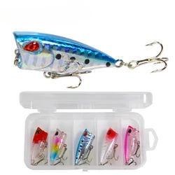 5 Pcs Lure Bait Set 5 Colors 3D Eyes Floating Mini Wave Crawler Imitation Fake Baits Bait-like Hard Bait Fishing Gear Products