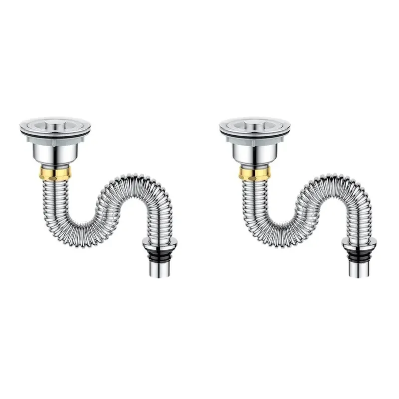 B97A-2X Kitchen Sink Drain Pipe Stainless Steel   Strainer With   Stopper/Sealing Lid Kitchen   Sewer Pipe