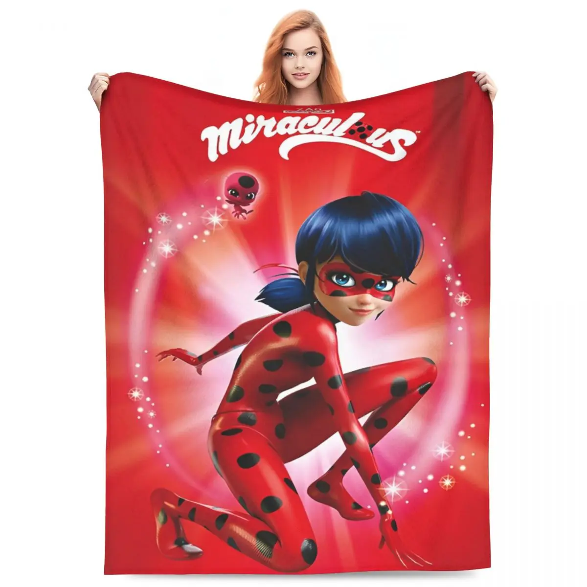 Miraculou Ladybugss Superhero Blanket Fleece All Season Breathable Soft Throw Blankets for Bedding Car Bedspread